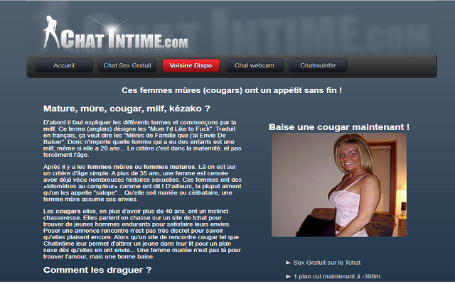 Site de rencontre femme cougar par tchat